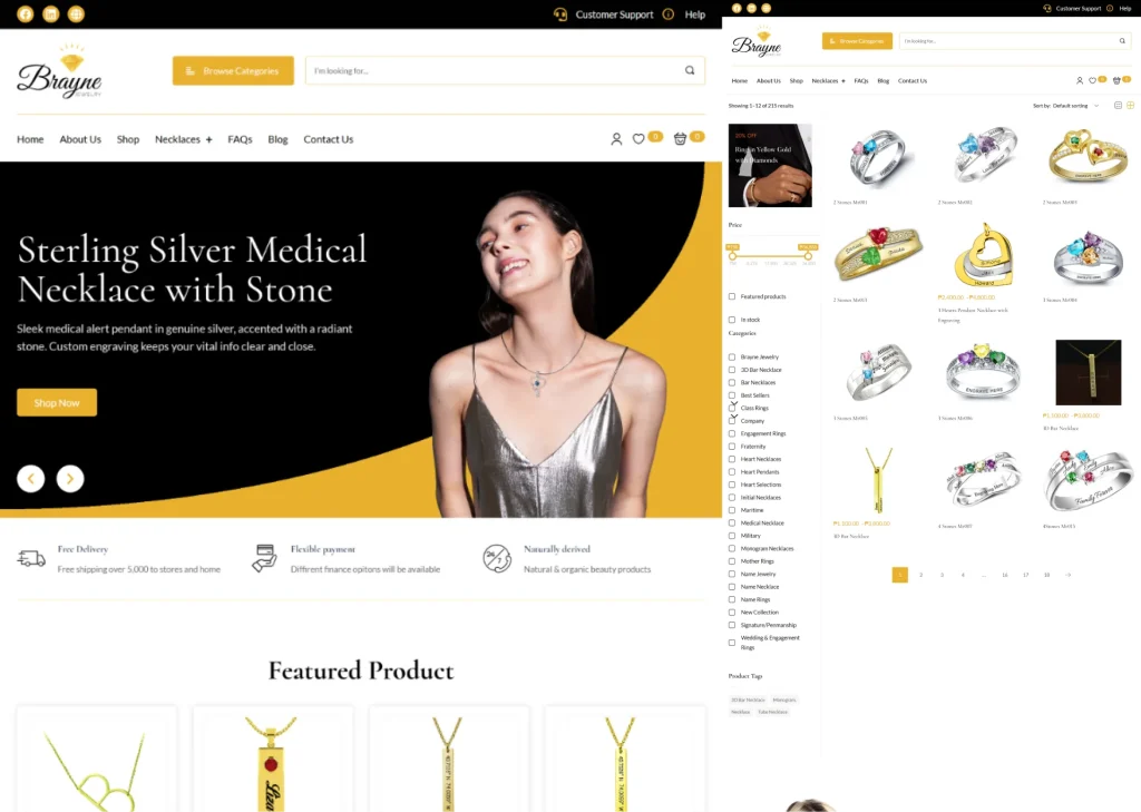 Brayne Jewelry Website showcase